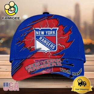 NHL New York Rangers Dynamic Hockey Emblem Custom Name 3D Printed Cap