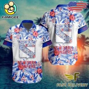 NHL New York Rangers Floral Hawaiian Shirt