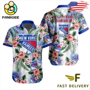 NHL New York Rangers Hibiscus Hawaiian Shirt