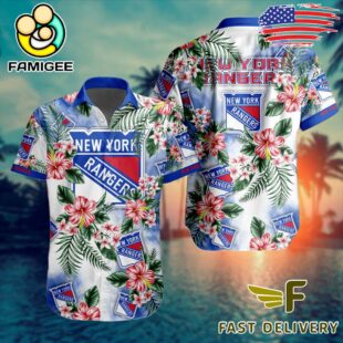 NHL New York Rangers Hibiscus Hawaiian Shirt