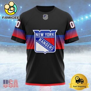 NHL New York Rangers Special Black And Gradient Design Custom T Shirt, New York Rangers Shirt