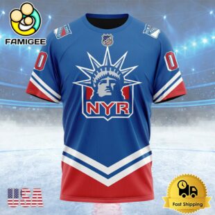 NHL New York Rangers Special Colour Rush Design Custom T Shirt, New York Rangers Shirt