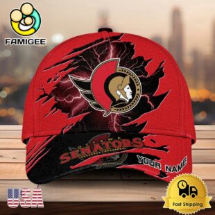 NHL Ottawa Senators Dynamic Hockey Emblem Custom Name 3D Printed Cap