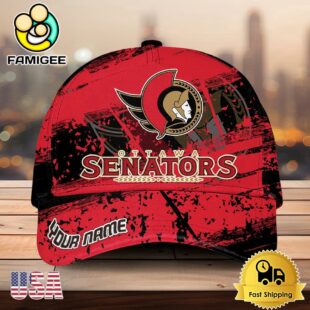 NHL Ottawa Senators Explosive Grunge Logo 3D Print Cap