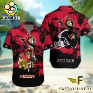 NHL Ottawa Senators Hockey Mascot Custom Name Hawaiian Shirt