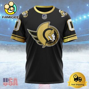 NHL Ottawa Senators Special Black And Gold Design Custom T Shirt, Ottawa Senators Shirt