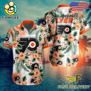 NHL Philadelphia Flyers Hibiscus Hawaiian Shirt
