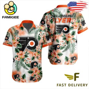 NHL Philadelphia Flyers Hibiscus Hawaiian Shirt
