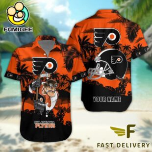 NHL Philadelphia Flyers Hockey Mascot Custom Name Hawaiian Shirt