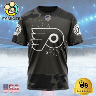 NHL Philadelphia Flyers Special Black Camo Design For Veterans Day Custom T Shirt, Philadelphia Flyers Shirt