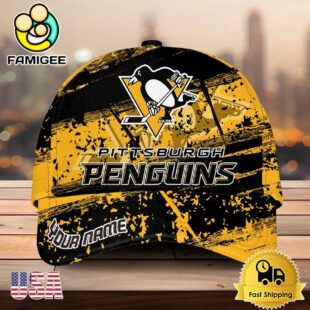 NHL Pittsburgh Penguins Explosive Grunge Logo 3D Print Cap