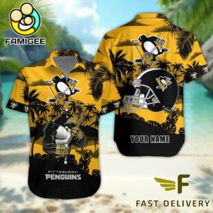 NHL Pittsburgh Penguins Hockey Mascot Custom Name Hawaiian Shirt