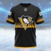 NHL Pittsburgh Penguins Special Black And Gradient Design Custom T Shirt, Pittsburgh Penguins Shirt