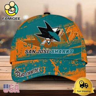 NHL San Jose Sharks Explosive Grunge Logo 3D Print Cap