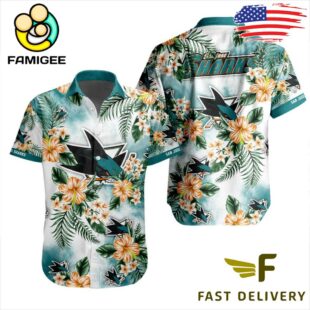 NHL San Jose Sharks Hibiscus Hawaiian Shirt