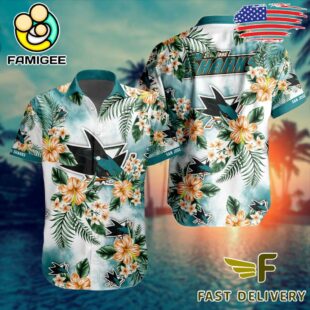 NHL San Jose Sharks Hibiscus Hawaiian Shirt