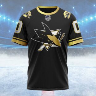 NHL San Jose Sharks Special Black And Gold Design Custom T Shirt, San Jose Sharks Shirt
