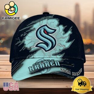 NHL Seattle Kraken Dynamic Hockey Emblem Custom Name 3D Printed Cap