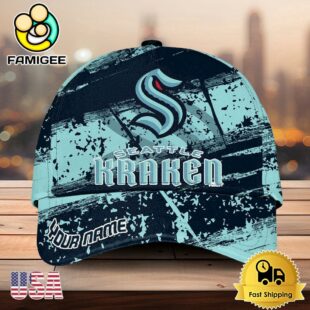 NHL Seattle Kraken Explosive Grunge Logo 3D Print Cap