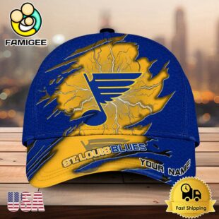NHL St. Louis Blues Dynamic Hockey Emblem Custom Name 3D Printed Cap