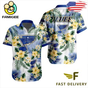 NHL St. Louis Blues Hibiscus Hawaiian Shirt