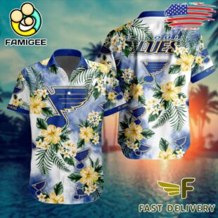 NHL St. Louis Blues Hibiscus Hawaiian Shirt