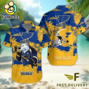 NHL St Louis Blues Hockey Mascot Custom Name Hawaiian Shirt
