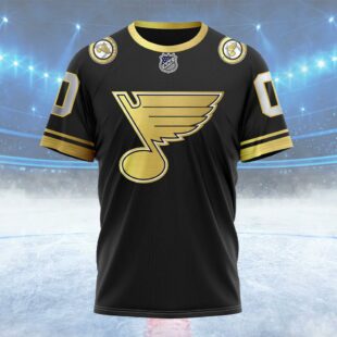 NHL St Louis Blues Special Black And Gold Design Custom T Shirt, St Louis Blues Shirt