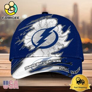 NHL Tampa Bay Lightning Dynamic Hockey Emblem Custom Name 3D Printed Cap