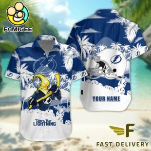 NHL Tampa Bay Lightning Hockey Mascot Custom Name Hawaiian Shirt