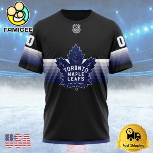 NHL Toronto Maple Leafs Special Black And Gradient Design Custom T Shirt, Toronto Maple Leafs Shirt