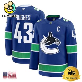 NHL Vancouver Canucks Quinn Hughes Blue Limited Hockey Jersey, Vancouver Canucks Jersey