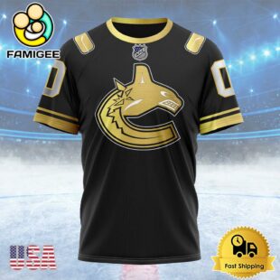 NHL Vancouver Canucks Special Black And Gold Design Custom T Shirt, Vancouver Canucks Shirt