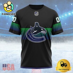 NHL Vancouver Canucks Special Black And Gradient Design Custom T Shirt, Vancouver Canucks Shirt