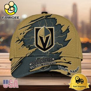 NHL Vegas Golden Knights Dynamic Hockey Emblem Custom Name 3D Printed Cap