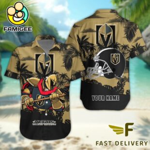 NHL Vegas Golden Knights Hockey Mascot Custom Name Hawaiian Shirt