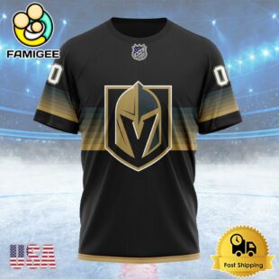 NHL Vegas Golden Knights Special Black And Gradient Design Custom T Shirt, Vegas Golden Knights Shirt