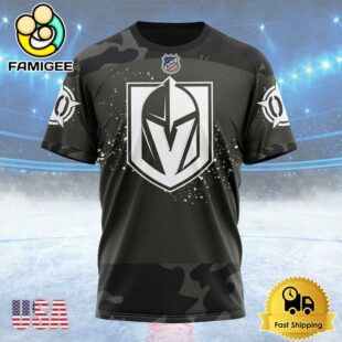 NHL Vegas Golden Knights Special Black Camo Design For Veterans Day Custom T Shirt, Vegas Golden Knights Shirt