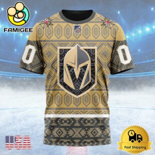 NHL Vegas Golden Knights Special Design With Native Pattern Custom T Shirt, Vegas Golden Knights Shirt