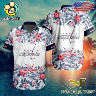 NHL Washington Capitals Floral Hawaiian Shirt