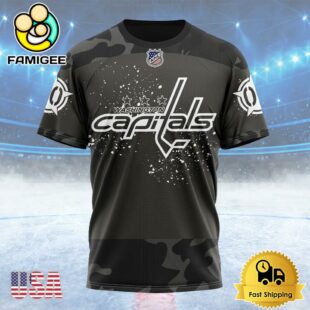 NHL Washington Capitals Special Black Camo Design For Veterans Day Custom T Shirt, Washington Capitals Shirt