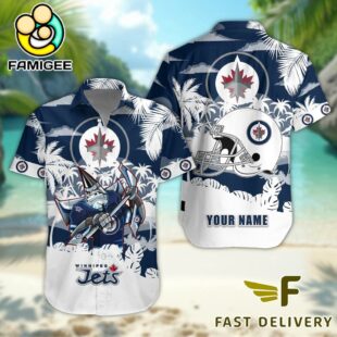 NHL Winnipeg Jets Hockey Mascot Custom Name Hawaiian Shirt