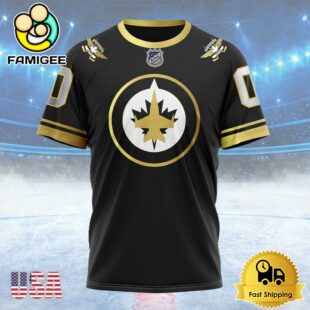 NHL Winnipeg Jets Special Black And Gold Design Custom T Shirt, Winnipeg Jets Shirt