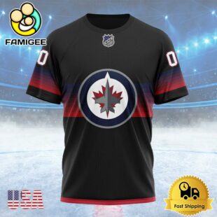 NHL Winnipeg Jets Special Black And Gradient Design Custom T Shirt, Winnipeg Jets Shirt