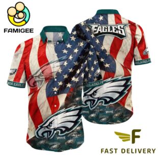Philadelphia Eagles American Flag Hawaiian Shirt