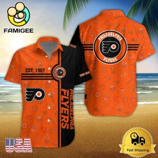 Philadelphia Flyers Nhl Logo Pattern Custom Hawaiian Shirt
