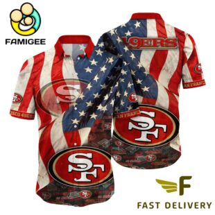 San Francisco 49ers American Flag Hawaiian Shirt