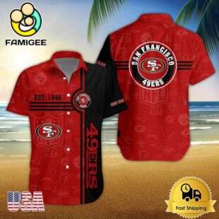San Francisco 49ers NFL Logo Pattern Custom Hawaiian Shirt