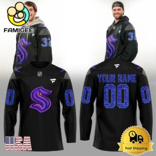 Seattle Kraken Black Hockey History Night Custom Name Hockey Jersey