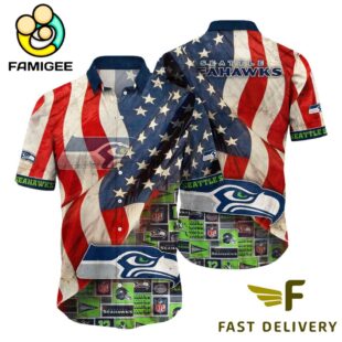 Seattle Seahawks American Flag Hawaiian Shirt